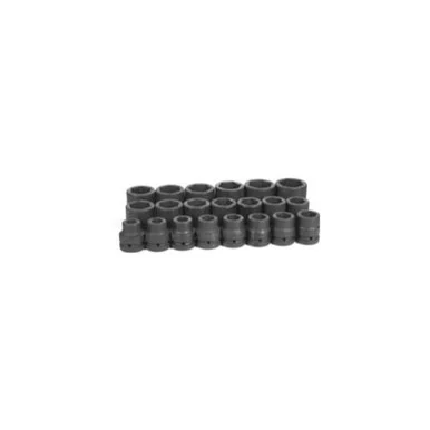 Grey Pneumatic 9021 21 Piece 1" Drive 6 Point Fractional Impact Socket Set