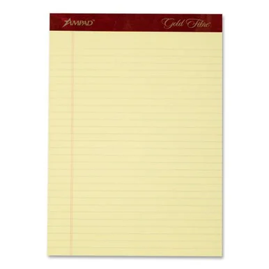 Ampad Gold Fibre Premium Legal/wide-ruled Writing Pad - 50 Sheet - 20 Lb - Legal/wide Ruled - Letter 8.50" X 11" - 4 / Pack - Canary Paper (AMP20032)