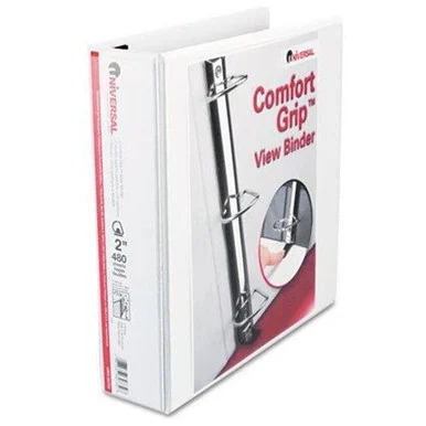 Universal Office Products 30732 Comfort Grip Deluxe Plus D-ring View Binder, 2" Capacity, 8-1/2 X 11, White
