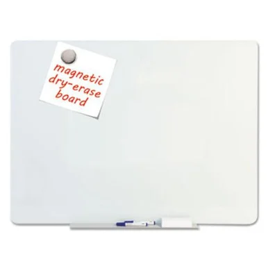 Bi-Silque Visual Communication GL080101 Magnetic Glass Dry Erase Board, Opaque White, 48 X 36