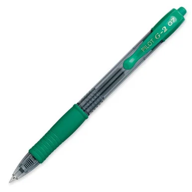 Pilot G2 Retractable Gel Ink Pen - Fine Pen Point Type - 0.7 Mm Pen Point Size - Point Pen Point Style - Green Ink - Clear Barrel - 12 / Dozen (PIL31025)