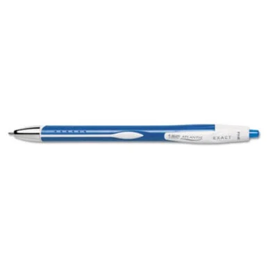 Bic Atlantis Exact Ball Pen - Fine Pen Point Type - Black Ink - Blue, White Barrel - 12 / Dozen (vcgn11be)