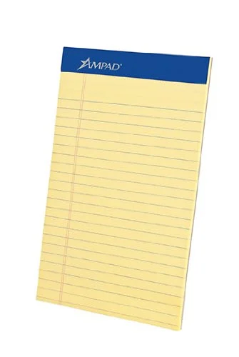 Ampad Jr. Legal-ruled Writing Pad - 50 Sheet - 15 Lb - Jr. Legal Ruled - Jr.legal 5" X 8" - Canary Paper (20204)