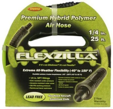 Legacy Manufacturing LEG-HFZ1425YW2 Flexzilla, In X 25 Ft. Yellow Air Hose With In. Mnpt Ends And Bend Retrictors