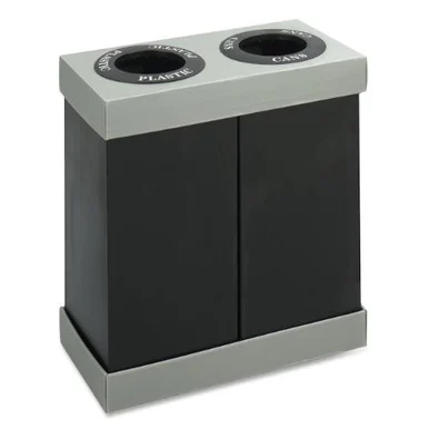 Safco At-your-disposal Recycling Center Double - 28 Gal Capacity - Rectangular - 33" Height X 31" Width X 16" Depth - Polyethylene - Black (9794BL)