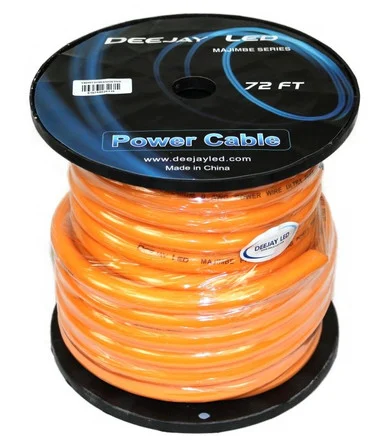 Deejay LED TBH072ORANGEMIX 0 Gauge 72 Ft 70% Aluminum/30% Copper Power Cable Used For Vehicular Audio Amplifiers Orange