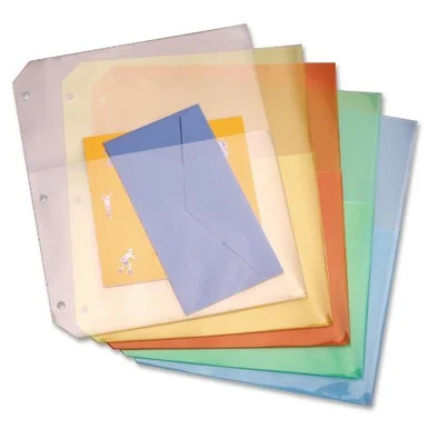 Cardinal Poly Ring Binder Pocket - 40 Sheet Capacity - Letter 8.50" X 11" - Polypropylene - 5 / Pack - Assorted (CRD84007)