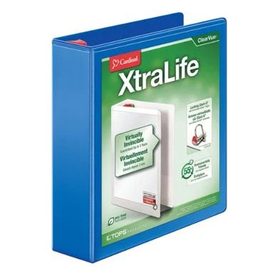 Cardinal Xtralife Clearvue Non-stick Locking Slant-d Ring Binder - Letter - 8.50" X 11" - 540 Sheet Capacity - 3 X D-ring Fastener - 2" Binder Fastener Capacity - 2 Pockets - Polyolefin - (CRD26322)