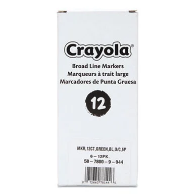 Crayola 58-7800-044 Broad Line Washable Markers, Broad Bullet Tip, Green, 12/box