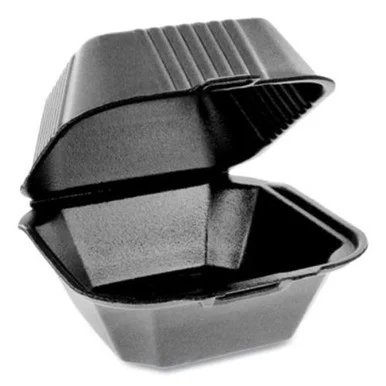 Pactive YHLB06000000 Smartlock Foam Hinged Containers, Sandwich, 5.75 X 5.75 X 3.25, 1-compartment, Black, 504/carton