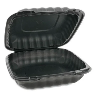 Pactive YCNB08010000 Earthchoice Smartlock Microwavable Hinged Lid Containers, 8.31 X 8.35 X 3.1, Black, 200/carton