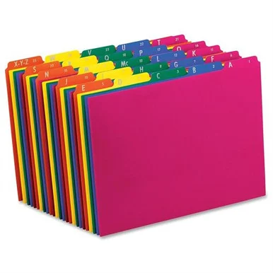 Pendaflex Poly Top Tab File Guide - Printeda To Z - 8.50" X 11" - 25 / Set - Blue, Green, Yellow, Magenta, Strawberry Tab (ESS40142)