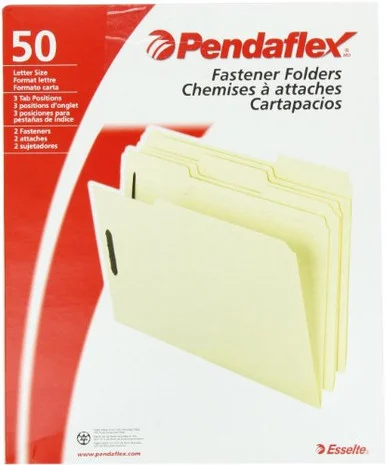 Pendaflex Fastener Folder - Letter - 8.50" X 11" - 2 Fastener - 2" Folder Fastener Capacity - 1/3 Tab Cut - Assorted Position Tab Location - 11 Pt. - Manila - Manila - 50 / Box (FM213)