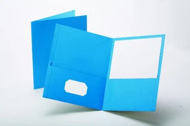 Oxford Twin Pocket Folders - Letter - 8.50" X 11" - 100 Sheet Capacity - 2 Pockets - Leatherette Paper - Light Blue - 25 / Box (ESS57501)