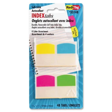 Redi-tag Removable Index - Removable, Self-adhesive - 62.5 Mil X 1.25" - Assorted - 48 / Pack (RTG33148)