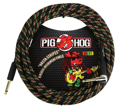Pig Hog PCH20RAR rasta Stripes Instrument Cable