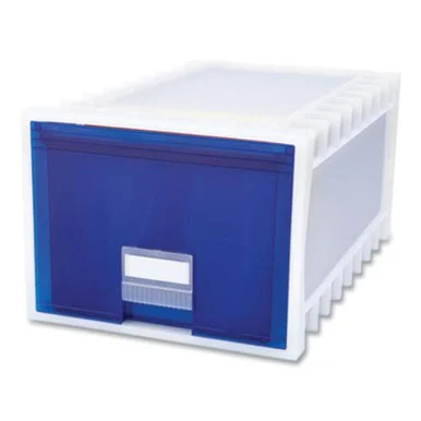 Storex 61104U01C Archive Storage Drawers, Letter/legal Files, 15.3" X 24.25" X 11.38", Blue/white