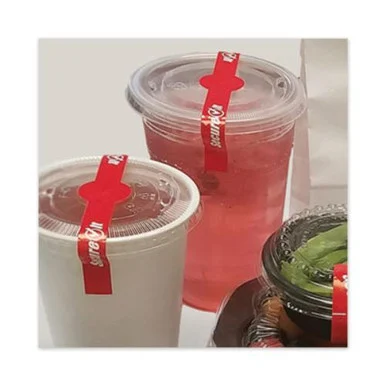 National Checking P17SI2 Secureit Tamper Evident Drink Lid Seal, "secure It", 1 X 7, Red, 250/roll, 2 Rolls/pack