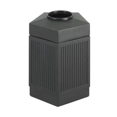 Safco Trophy Collection Indoor/outdoor Receptacle - 45 Gal Capacity - Hexagonal - 9.50" Opening Diameter - Polyethylene - Black (9486BL)