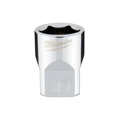 Milwaukee Electric Tools 45-34-9085 Milwaukee Tool 3/8" Drive 15mm Metric 6-point Socket With Four Flat Sides, Vanadium Steel, Chrome