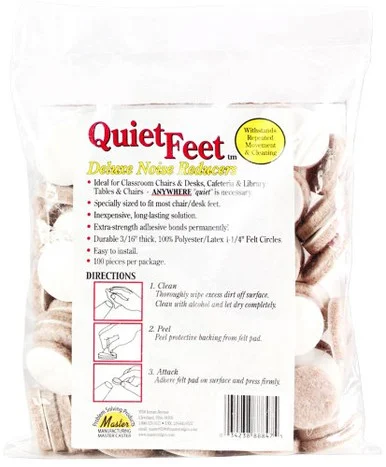 Master Quite Feet Noise Reducer Circles - 100 Protector Of 1.25" Diameter - Circle - Polyester, Latex - 1pack (88847)