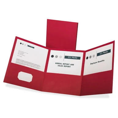 Oxford Tri-fold Pocket Folders - Letter - 8.50" X 11" - 150 Sheet Capacity - 3 Pockets - Paper - Red - 20 / Box (ESS59811)
