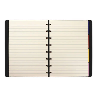 Rediform A5 Size Filofax Notebook - 56 Sheets - 100 G/m² Grammage - A5 11.69" X 8.27" - 1 Each Off White/ivory Paper Black Cover (b115007u)