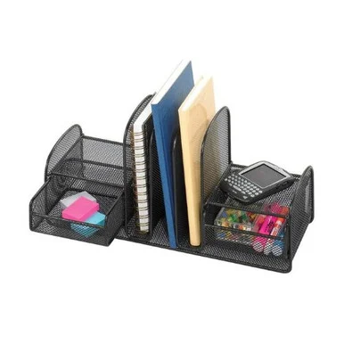 Safco Multipurpose Mesh Desktop Organizer - 7.8" Height X 17" Width X 6.8" Depth - Black (3263BL)