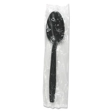 Boardwalk TSHWPPBIW Heavyweight Wrapped Polypropylene Cutlery, Teaspoon, Black, 1000/carton