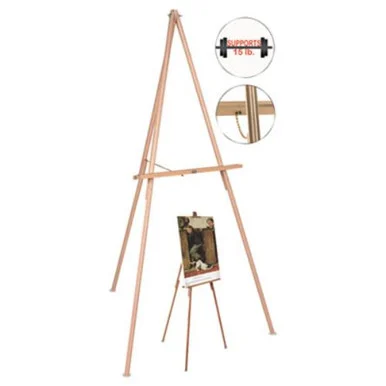 Bi-Silque Visual Communication FLX06203MV Oak Display Tripod Easel, 60", Wood/brass