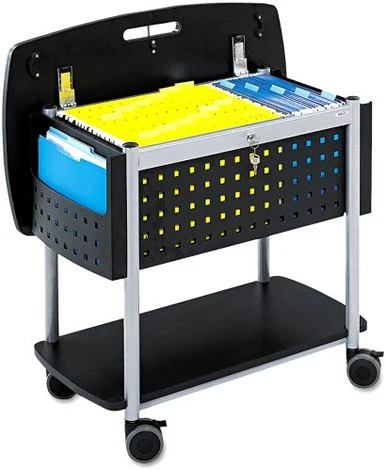 Safco Scoot Mobile File Cart - 200 Lb Capacity - 4 X 3" Caster - Steel - 27" X 18.8" X 29.8" - Black (5370BL)