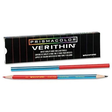 Prismacolor Verithin Colored Pencil - Red, Blue Lead - Red, Blue Barrel - 12 / Dozen (02456_40)