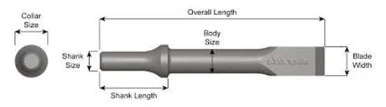 Ajax Tool Works A962 Pneumatic Bit, Rivet Cutter, .498 Shank Turn Type, 5/8" Wide Blade, Length 5-3/4" A962_59