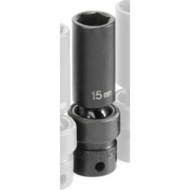 Grey Pneumatic 1015UMD 3/8" Drive Deep Metric Universal Impact Socket 15mm