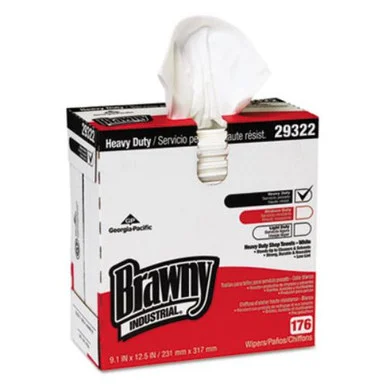 Georgia Pacific 29322 Heavyweight Hef Disposable Shop Towels, 9x12.5, White, 176/box, 10 Box/crtn