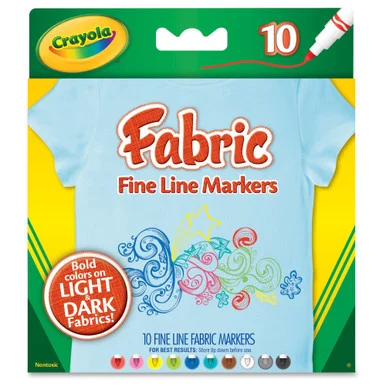 Crayola Bright Fabric Markers - Broad Marker Point Type - Black, Blue, Brown, White, Gray, Lime, Pink, Red, Teal, Yellow - 10/pack (588626)