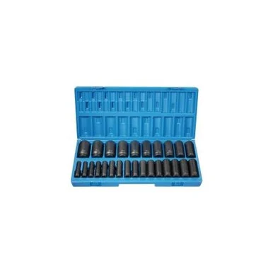Grey Pneumatic 1726MD 26 Piece 1/2" Drive 12 Point Deep Length Metric Impact Socket Set