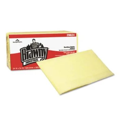 Georgia Pacific GPC296-24 Brawny Industrial Dusting Cloths, Quarterfold, 24x24, Yellow, 50/pk, 4/ct