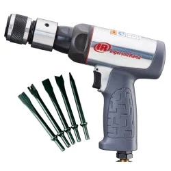 Ingersoll Rand 123MAXK Vibration Reduced Air Hammer 5-piece Chisel Set, 3530 Bpm, 2-5/8 Inch Stroke, Round Shank