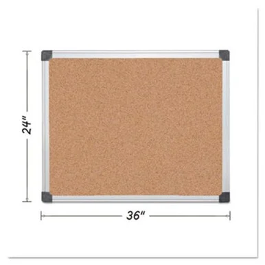 Bi-Silque Visual Communication CA031170 Value Cork Bulletin Board With Aluminum Frame, 24 X 36, Natural