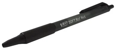 Bic Soft Feel Retractable Ball Pen - Medium Pen Point Type - Black Ink - Black Barrel - 12 / Dozen (SCSM11BK)