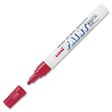 Uni-ball Uni-paint Oil Based Medium Marker - Medium Marker Point Type - Red Oil Based Ink - White Barrel - 1 Each (san-63602)