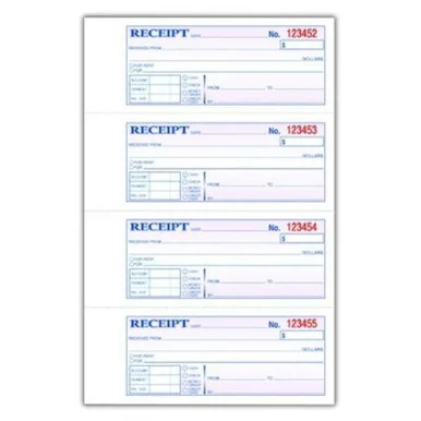 Cardinal Brands TCH1185 Tops 3-part Hardbound Receipt Book, 7 X 2 3/4, Carbonless, 200 Sets/book
