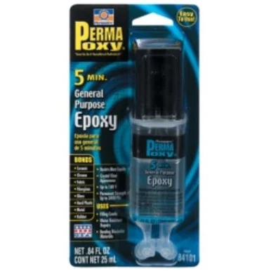 5 Minute General Purpose Epoxy Clear, 0.84 Fluid Ounce Dual Syringe Carded 84101CAN - Permatex