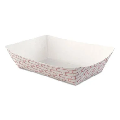 Boardwalk 30LAG250 Paper Food Baskets, 2.5lb Capacity, Red/white, 500/carton