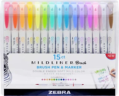 Zebra Pen Mildliner Double Ended Brush Pens (zeb-79115)