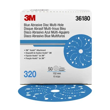 3m 3M-36180 Hookit Blue Abrasive Disc Multi-hole, 6", 320 Grade