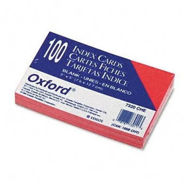 Esselte Printable Index Card - 3" X 5" - 100 / Pack - Cherry (7320CHE)