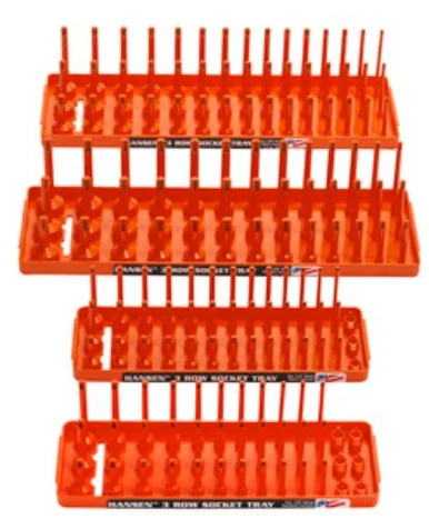 Hansen Global 92005 Xorange 4 Pack 3 Row Socket Holders 1/4" And 3/8" Drives 92005_45