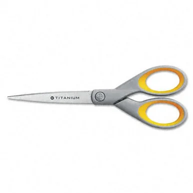 Westcott Titanium Bonded Scissors - 3" Cutting Length - 7" Overall Length - Straight - Straight-left/right - Gray/yellow (ACM13526)